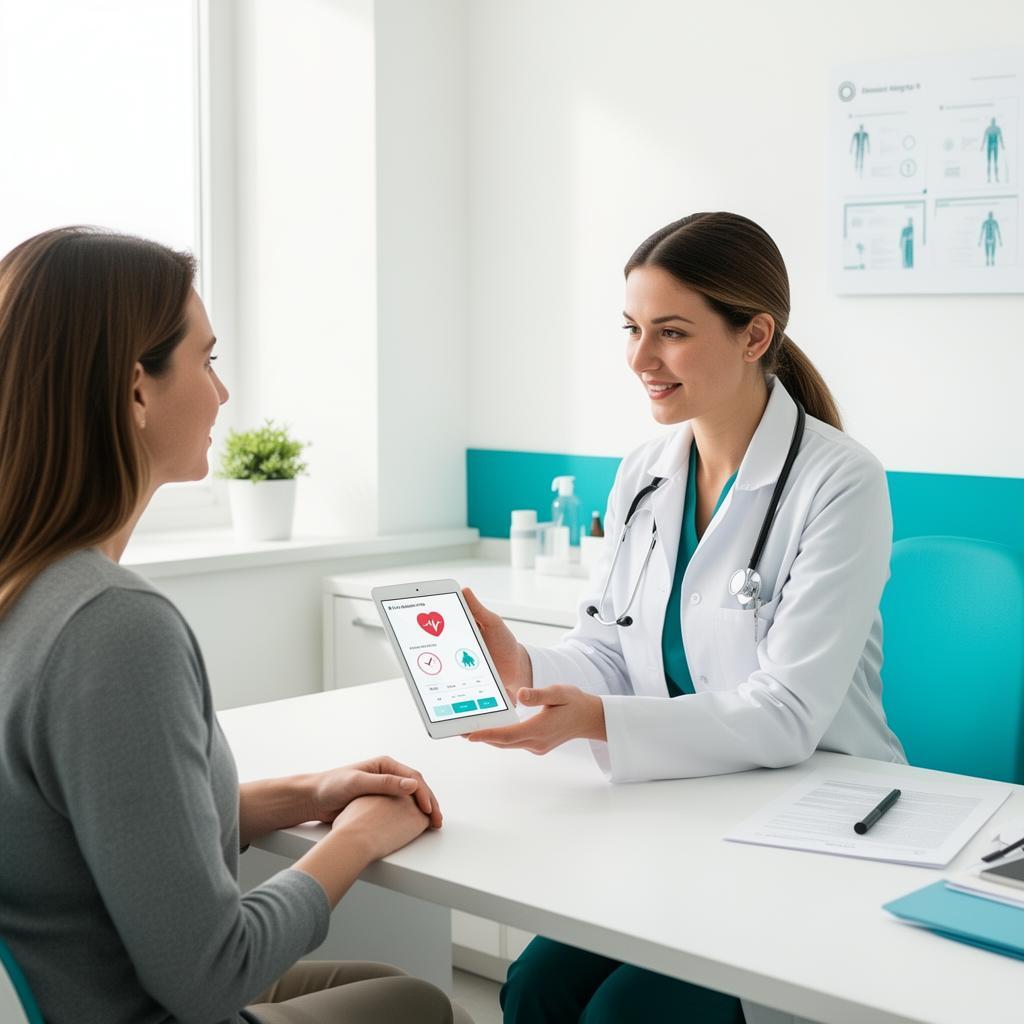 Ärztin erklärt Patientin die ViViRA App
