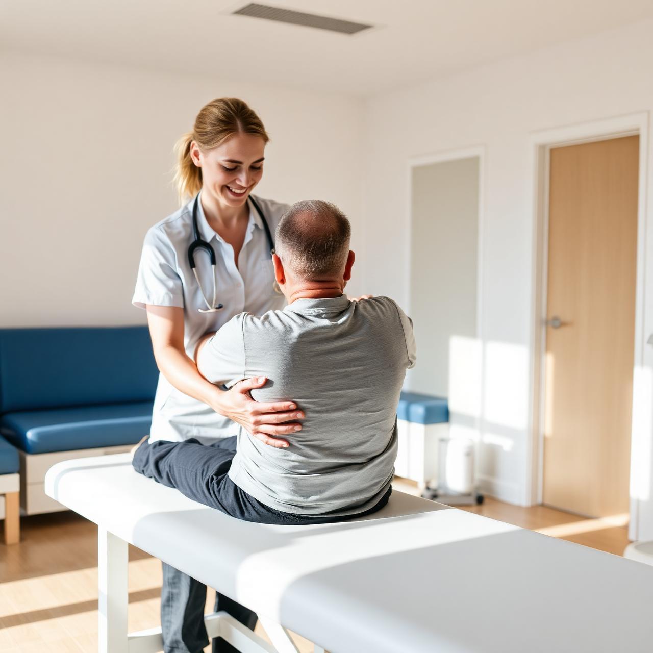 Physiotherapeut:in mit Patient:in